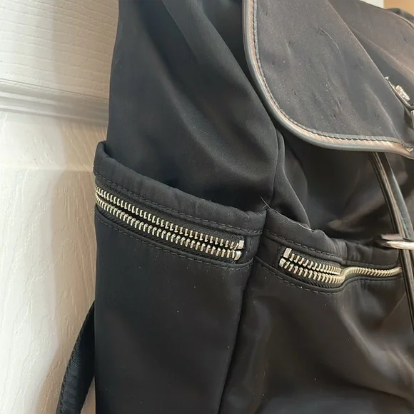 CALVIN KLEIN // black fashion backpack // fold over // TONS of zipper pockets - Picture 7 of 16